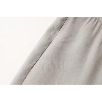 - Conjunto de dos piezas para mujer, tres piezas informales de color caqui sólido, camisa holgada, pantalones de pierna recta de sarga - details 15