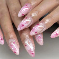 Juego De 24 Piezas De Uñas Postizas Ovaladas Con Dibujos Animados Adornos De Uñas Postizas Acrílicas Cubierta Total De Uñas Falsas Para Oficina Y Fiestas - details 34