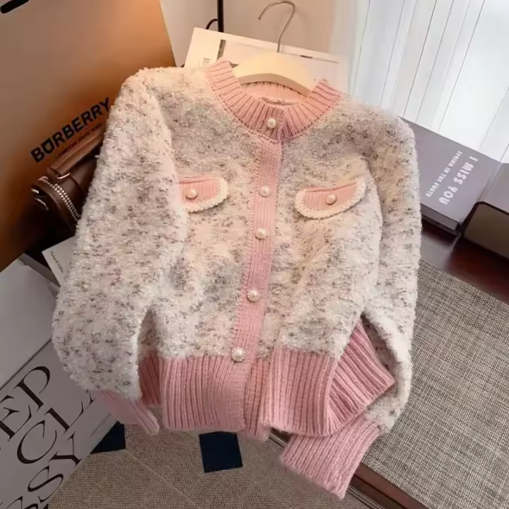 Chaqueta tipo suéter de estilo francés para mujer, tejido grueso de alta gama súper hermoso para - 1