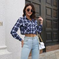 Camisa de Verano Azul a Cuadros Top Elegante para Mujer Moda Joven Novedad 2024 - details 4