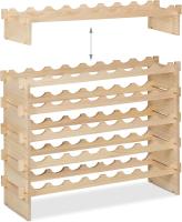 Estante Apilable 48 Botellas, Vinoteca Madera, Mueble Almacenaje Vino, 73 x 82 x 25 cm, Natural - details 5