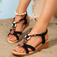 Sandalias de tacón de cuña de talla grande, cómodas, elásticas y perezosas para mujer, Verano 2025. - details 0