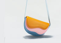 Bolso pequeño, bolso nuevo, bolso de hombro, bolso de mensajero tipo saddle, de color contrastante y con diseño de onda curva. - details 6