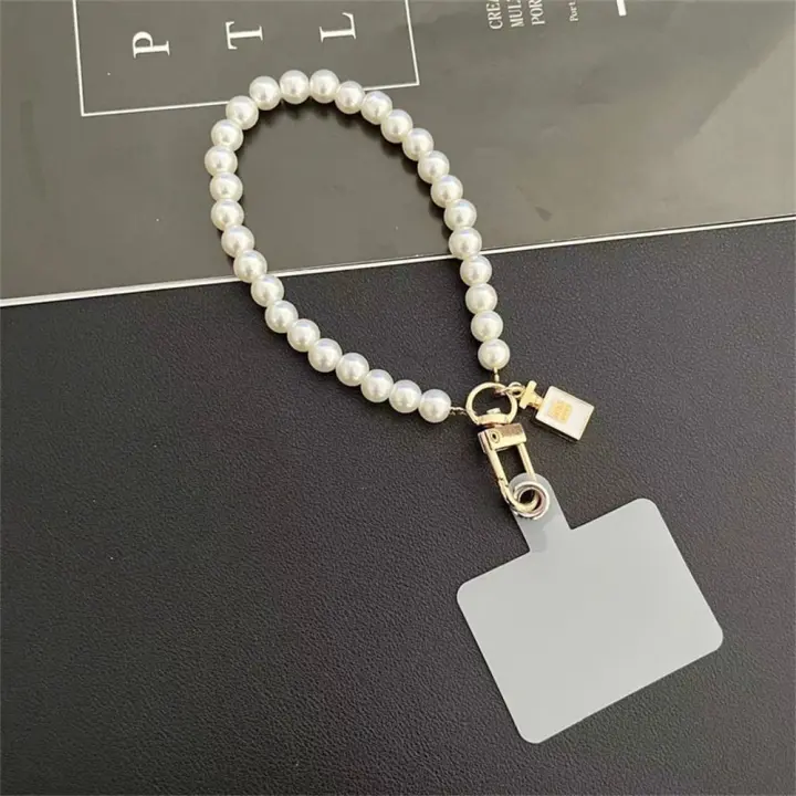 Joyería colgante antipérdida, pulsera para teléfono móvil, correa para la muñeca con perlas, cordón para teléfono móvil, cordón corto de perlas, correa de cordón de perlas - 1