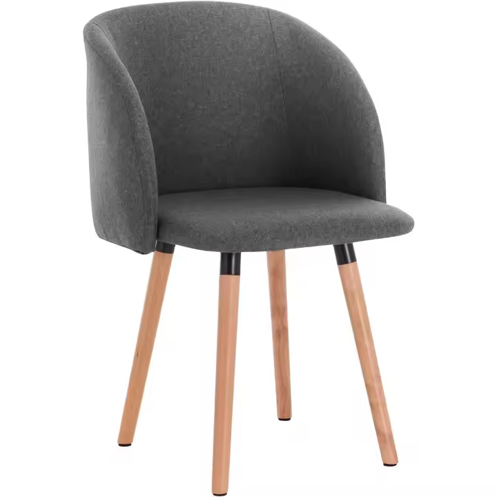 Silla de Comedor Nórdica Ergonómica con Resalto y Brazos Tapizada en Lino Madera para Patas - 1