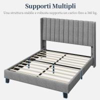 Cama Doble Tapizada 140 x 200cm Estructura de Madera y Metal Moderno Ideal para Adultos 2 Personas - details 28