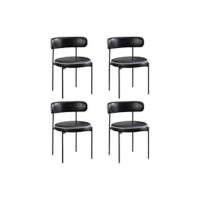 Comedor, Sillas de Comedor Modernas, Asiento Grueso Acolchado, Respaldo Juego Sillas de Cocina (Negro) - details 7
