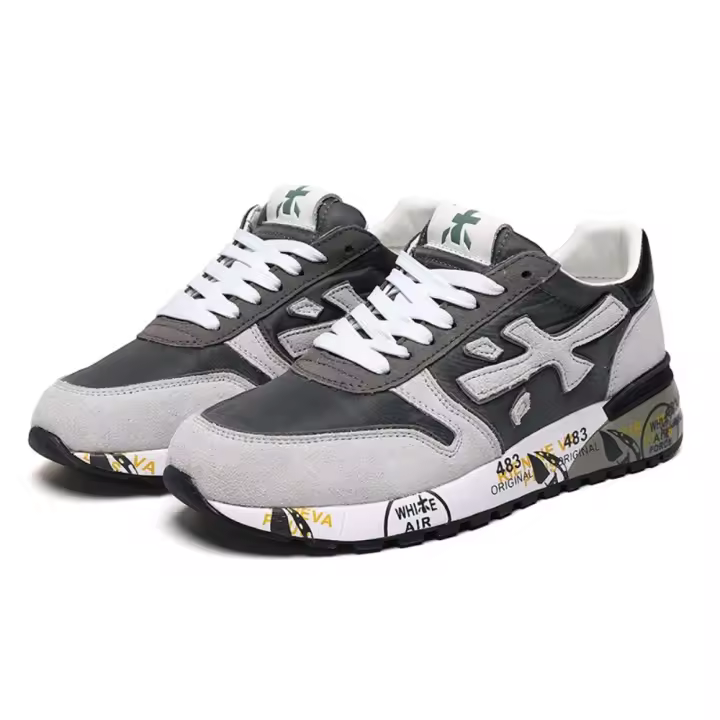 Moda nuevos zapatos masculinos con zapatillas deportivas casuales de cuero retro transpirables de suela gruesa - 1