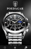 Reloj de Negocios de Acero Inoxidable de Alta Gama Resistente al Agua, Luminoso, Automático, Correa de Cuero Estilo Formal - details 1
