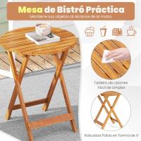 Set de Bistró con 3 Piezas Plegables, Mesa y Sillas Terraza de Madera de Acacia con 2 Cojines Acolchados Extraíbles, Muebles de Exterior para Patio Jardín Veranda Balcón (Rojo) - details 24