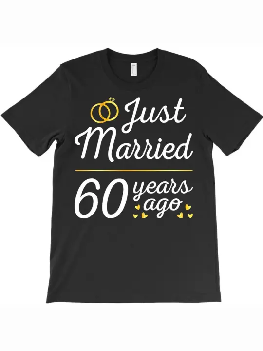 Camiseta de Aniversario de Boda de 60 Años Cuello Redondo Manga Corta Algodón Suave y Cómodo - 1