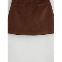 Minifalda de pana vintage para mujer, falda acampanada de cintura alta, elegante informal para oficina, otoño e invierno - details 4