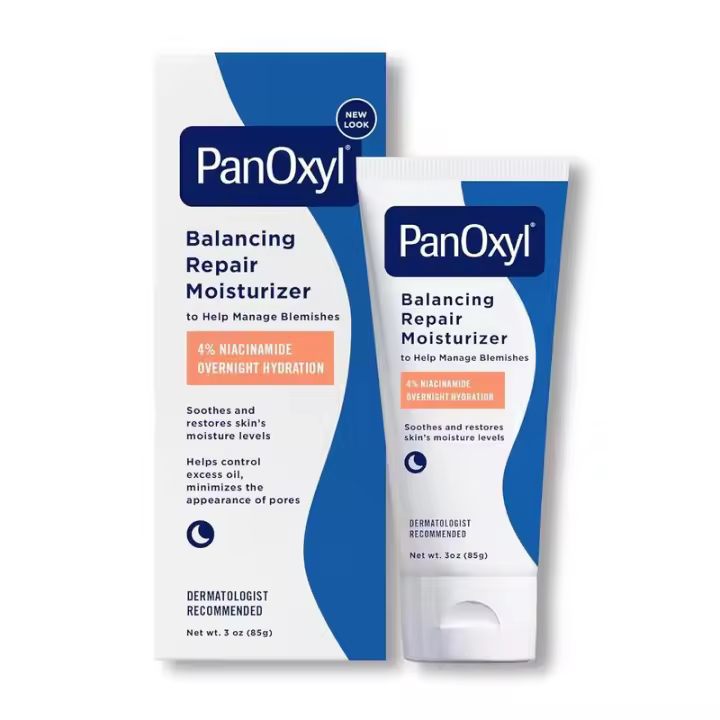 PanOxyl PM Crema hidratante reparadora equilibrante con niacinamida, ceramidas Cica, piel hidratante propensa al acné y piel seca, - 1