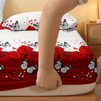 Sábana Ajustada Cepillada De 1 Pieza, Protector De Colchón Estampado De Mariposa Roja Y sin Funda De Almohada - details 5