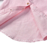 Camisa de manga corta de algodón con cuello vuelto a rayas para niños, estilo coreano, ropa de verano 2025 - details 6