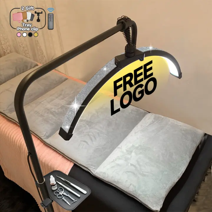 2025 LOGO gratis 45W U-Joint Half-Moon Light Anillo de luz LED con soporte de trípode para salón de belleza Servicios de pestañas WIHTE PINK BLACK GOLD - 1