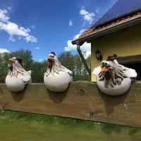 Estatuas de pollo sentado en valla, esculturas artísticas de granja, Patio, decoración de césped para vallas, gallo, 3 piezas - details 0