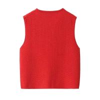 Rafznb Chaqueta corta de punto sin mangas con cuello en V y lazo, chaleco, ropa de calle, abrigo nuevo para mujer - details 2