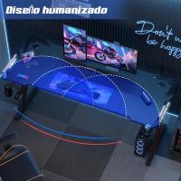 Mesa Gaming Forma Z, Escritorio de Computadora Grande con Gancho para Auriculares y Portavasos. - details 3