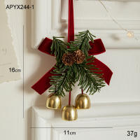 Colgantes de decoración navideña, lazos de terciopelo de campana pequeña, suministros de decoración de escena de cono de pino de árbol de Navidad - details 5