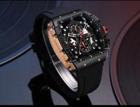 Reloj deportivo de lujo para hombre, reloj de pulsera analógico automático luminoso resistente al agua con cristal curvo de barril para exteriores y negocios - details 24