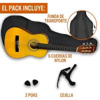 Pack de guitarra clásica española de tamaño 3/4 para niños XF de 3rd Avenue, Guitarra acústica con cuerdas de nylon, funda de transporte, cejilla y púas, Azul - details 8