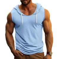 Camiseta sin mangas lisa para gimnasio para hombre, sudaderas con capucha para Fitness, camiseta sin mangas con capucha, camisetas deportivas recortadas, chaleco muscular para culturismo - details 1