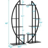 Paquete de 2 soportes para plantas de interior de 5 niveles, estante de exhibición curvo de metal con 2 ganchos para colgar, estante multiusos para macetas de bonsái para interiores - details 5