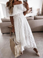 Vestido blanco de verano para mujer, traje playero informal, bohemio, Hippie, elegante, largo, para fiesta, 2024 - details 0