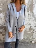 2025 Chaqueta casual con capucha de un solo pecho, color sólido, otoño e invierno, - details 10