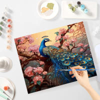 RUOPOTY-pintura por número de pavo real con marco incluido, pintura de animales en números para decoración del hogar, 60x75cm - details 1