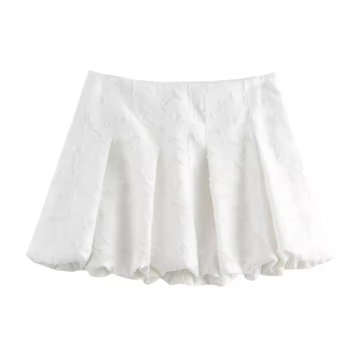 - Mini falda de mujer con dobladillo abullonado y cintura alta con lado - 1