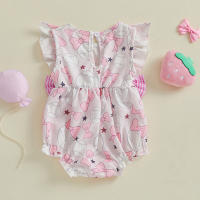 Pudcoco bebé niña mameluco verano sin mangas cuello redondo béisbol estampado Bowknot mono recién nacido mono - details 7