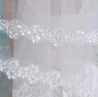 Velos de novia de tul con borde de lentejuelas blancas, velos de novia de un nivel con cuentas de 120cm, accesorio para novia 2025 - details 1