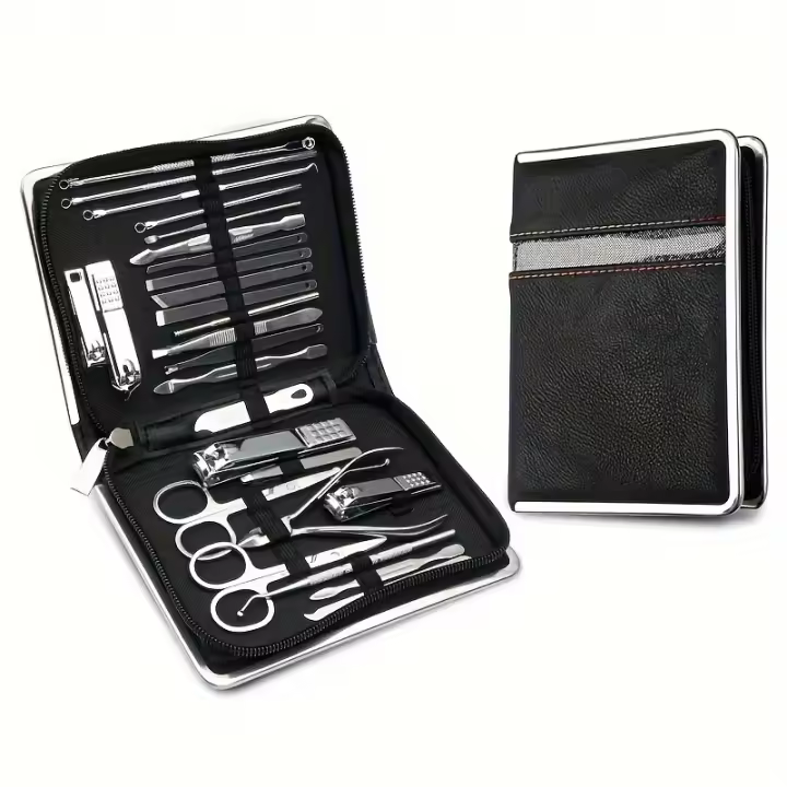 Juego de cortaúñas de acero inoxidable para el hogar, cortaúñas con caja recortadora, herramientas de manicura y pedicura, 26 piezas - 1