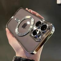 Chapado de lujo para Magsafe funda de carga inalámbrica para iPhone 16 15 14 Plus 13 12 11 Pro X XR XS Max cubierta magnética suave transparente - details 5