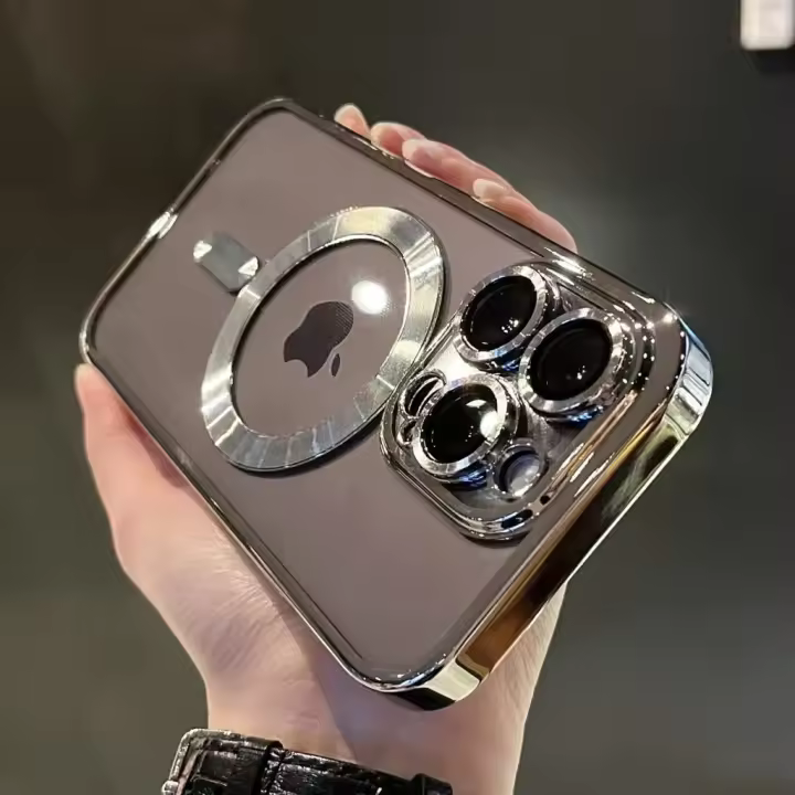 Chapado de lujo para Magsafe funda de carga inalámbrica para iPhone 16 15 14 Plus 13 12 11 Pro X XR XS Max cubierta magnética suave transparente - 1