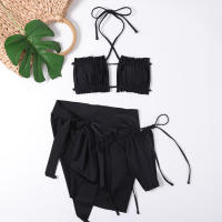 Bikini plisado Bandeau para mujer, bañador Sexy, conjunto de Bikini con Tanga, ropa de playa para nadar, traje de baño 2023 - details 18