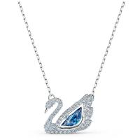 Colgante de cristal de cisne blanco, collar de cadena de piedra de circón azul de Plata de Ley 925, regalo de joyería para niñas - details 0