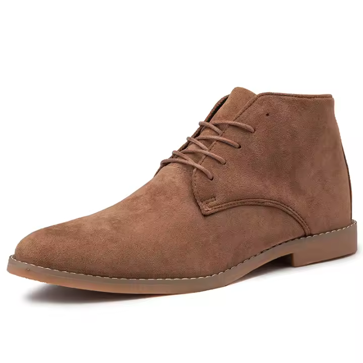 Botas Chelsea de ante para hombre, botines formales de cuero Natural con cremallera y punta estrecha, suela de madera, Color arena - 1
