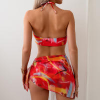 Traje de Baño de Un Pieza de Tie Dye 2025 Mini Falda Cortada Trikinu Bodysuit - details 4