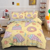 Cubierta de Edredón con Diseño de Rey y Reina de Pasteles de Dibujos Animados para Cama de Niños Regalo de Cumpleaños Polyester Set de Muebles de Dormitorio con Helado y Cupcake - details 14