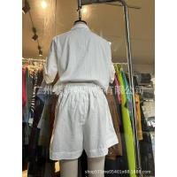 Conjunto casual de verano 2024 TEMU de algodón y lino con pantalones cortos y manga corta para mujer - details 12