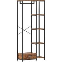 Perchero de ropa Burro, perchero doble de pie con estantes y cajón, perchero de madera 3 en 1 con 4 niveles para dormitorio - details 13