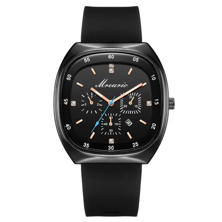 Reloj de hombre con aguja azul y correa de silicona Fashion Barrel - 1
