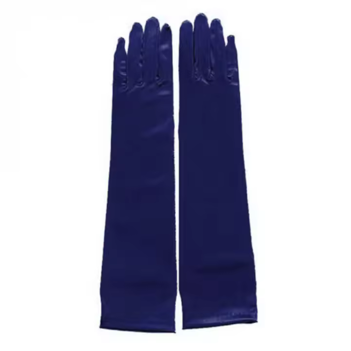 Guantes de satén para mujer, manoplas largas lisas de Color sólido, accesorios nupciales para boda, 38cm - 1