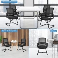 Silla de Conferencia, Silla de Reunión con Base Resistente Forma de Trineo, Sillas Cantilever Respaldo Ergonómico y Asiento Acolchado, Soporte Lumbar Regulable y Reposabrazos (estilo1, 1) - details 6