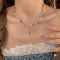 Collar con colgante de circonita de cristal cruzado para mujer y niña, accesorios de cadena de clavícula, joyería estética y2k - details 3