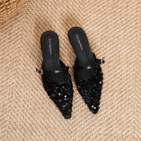 Zapatos planos de lentejuelas plateadas con punta puntiaguda Xiaoxiangfeng - details 19