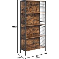 Estantería de 4 Niveles, Estantería Decorativa, para Libros, CD, Carpetas, Ganchos en S, para Salón, - details 2